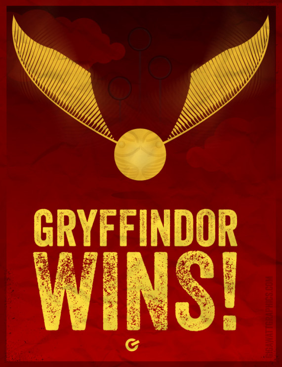 Harry Potter Inspired Poster - Gryfindor Wins - Golden Snitch -GigawattGraphics