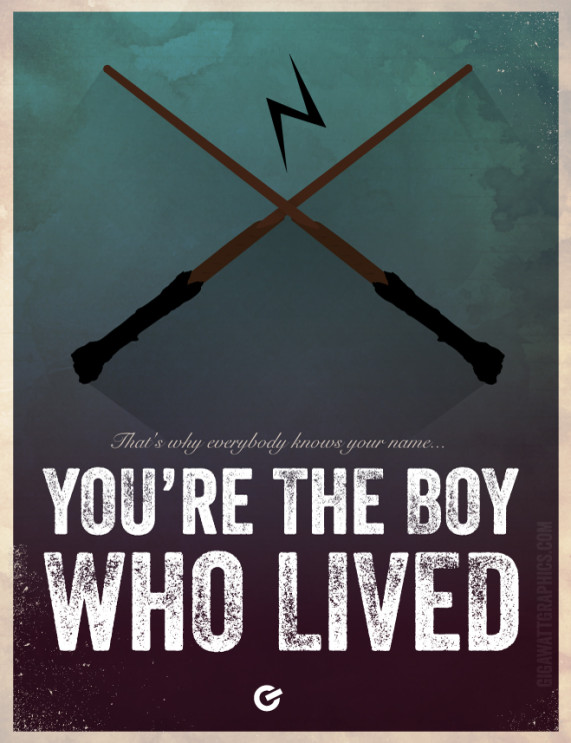 Harry Potter Inspired Poster - The Boy Who Lived - Wand - GigawattGraphics